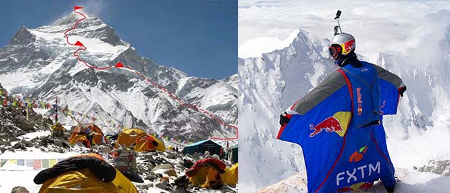 прыжок с вершины Чо-Ойю(8188м) в Гималаях